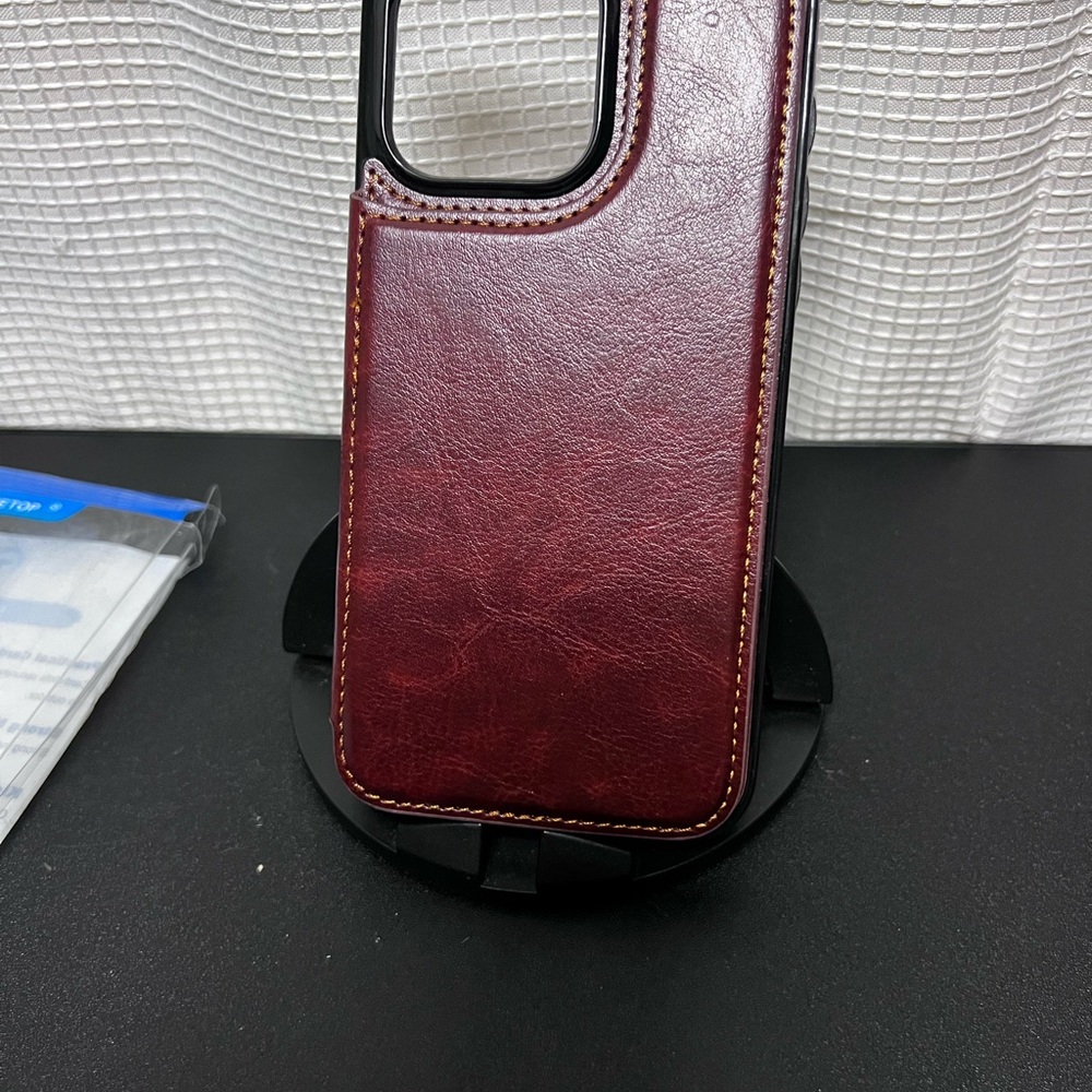 Elegant Brown Leather Phone Case with Camera Cutout